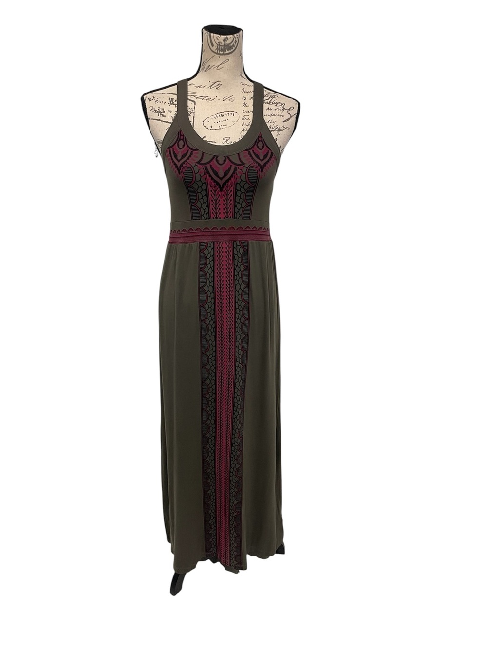 Athleta Olive Green Maxi Dress with Pink Accent - Picture 3 of 14
